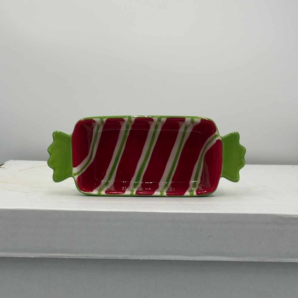 Christmas Candy Wrapper Loaf Pan Set of 2 Ceramic 8" X 3" AND 6" X 3" - Picture 5 of 9